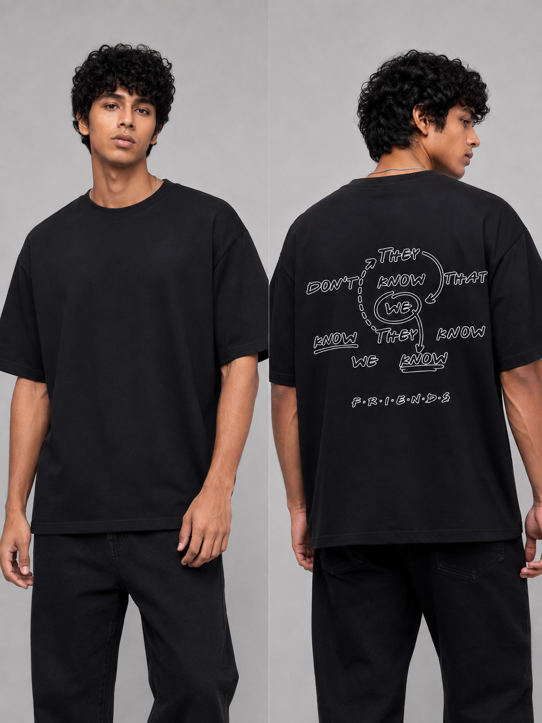We Know Printed Round Neck Oversize Pre-customized Tshirt for Men