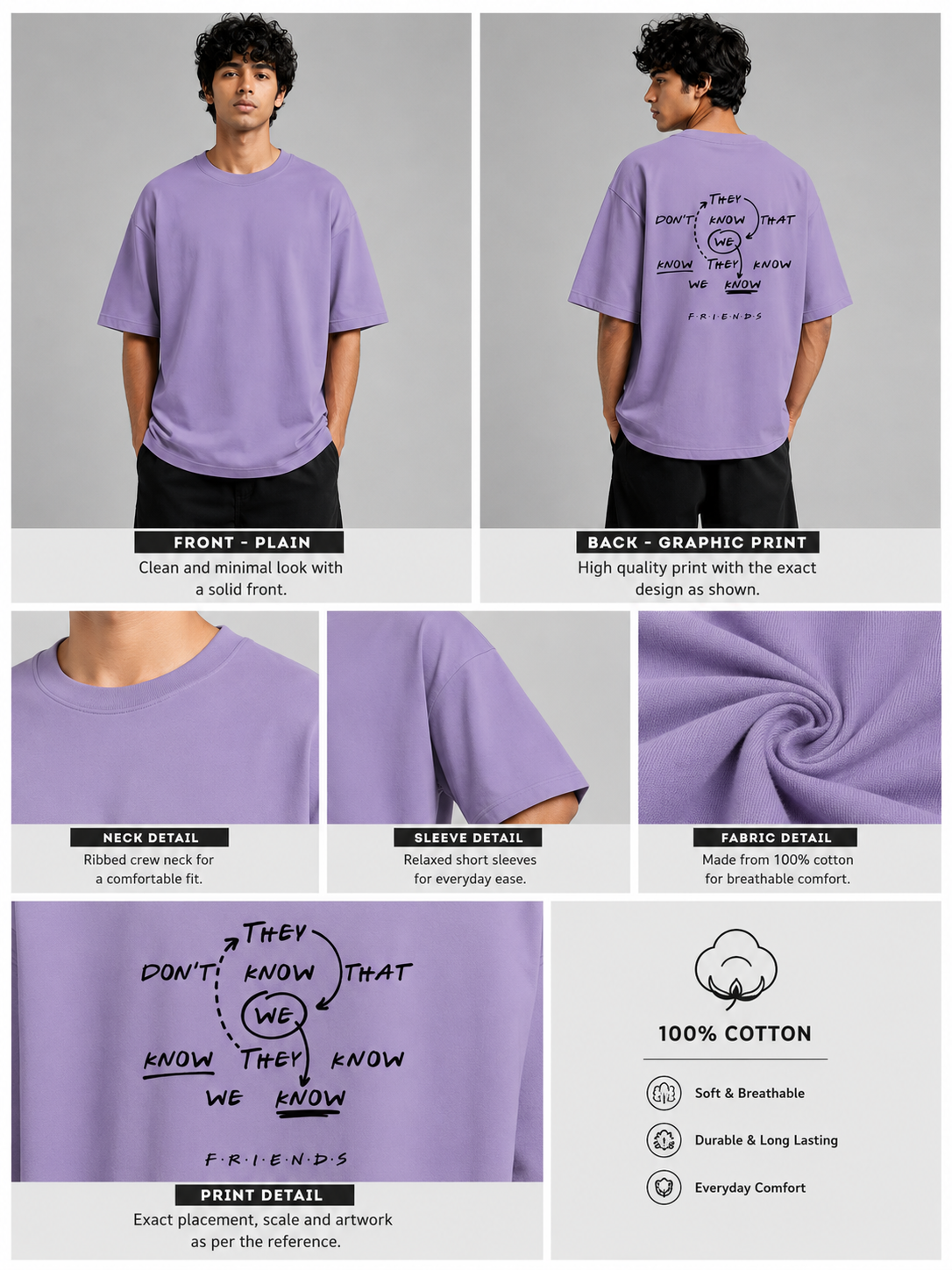 We Know Printed Round Neck Oversize Pre-customized Tshirt for Men