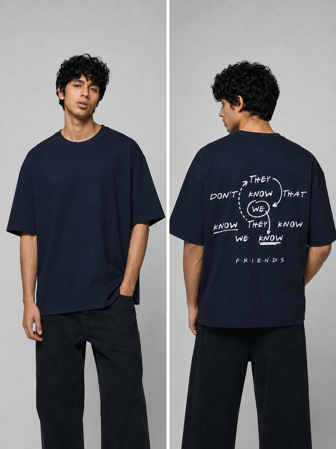 We Know Printed Round Neck Oversize Pre-customized Tshirt for Men