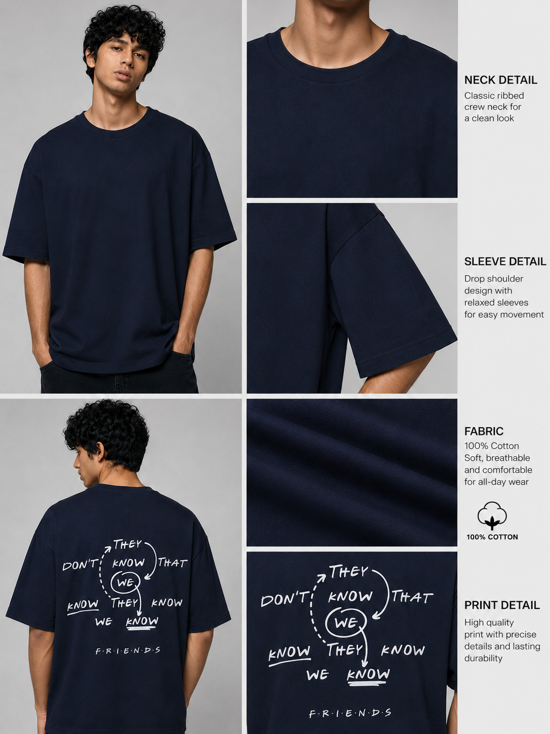 We Know Printed Round Neck Oversize Pre-customized Tshirt for Men