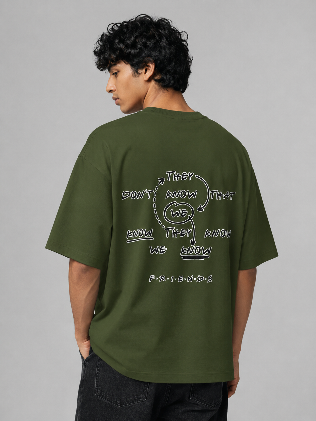 We Know Printed Round Neck Oversize Pre-customized Tshirt for Men