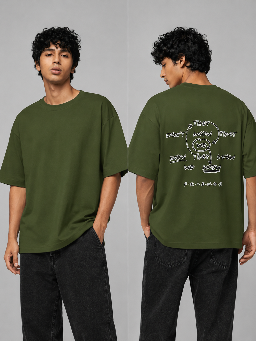 We Know Printed Round Neck Oversize Pre-customized Tshirt for Men