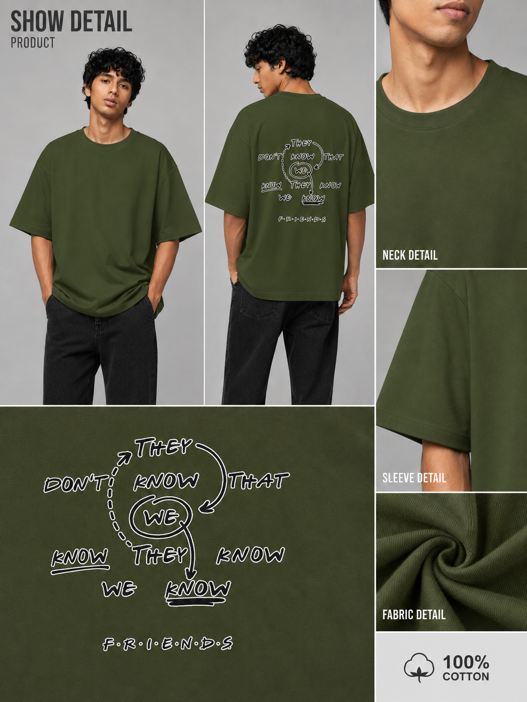 We Know Printed Round Neck Oversize Pre-customized Tshirt for Men