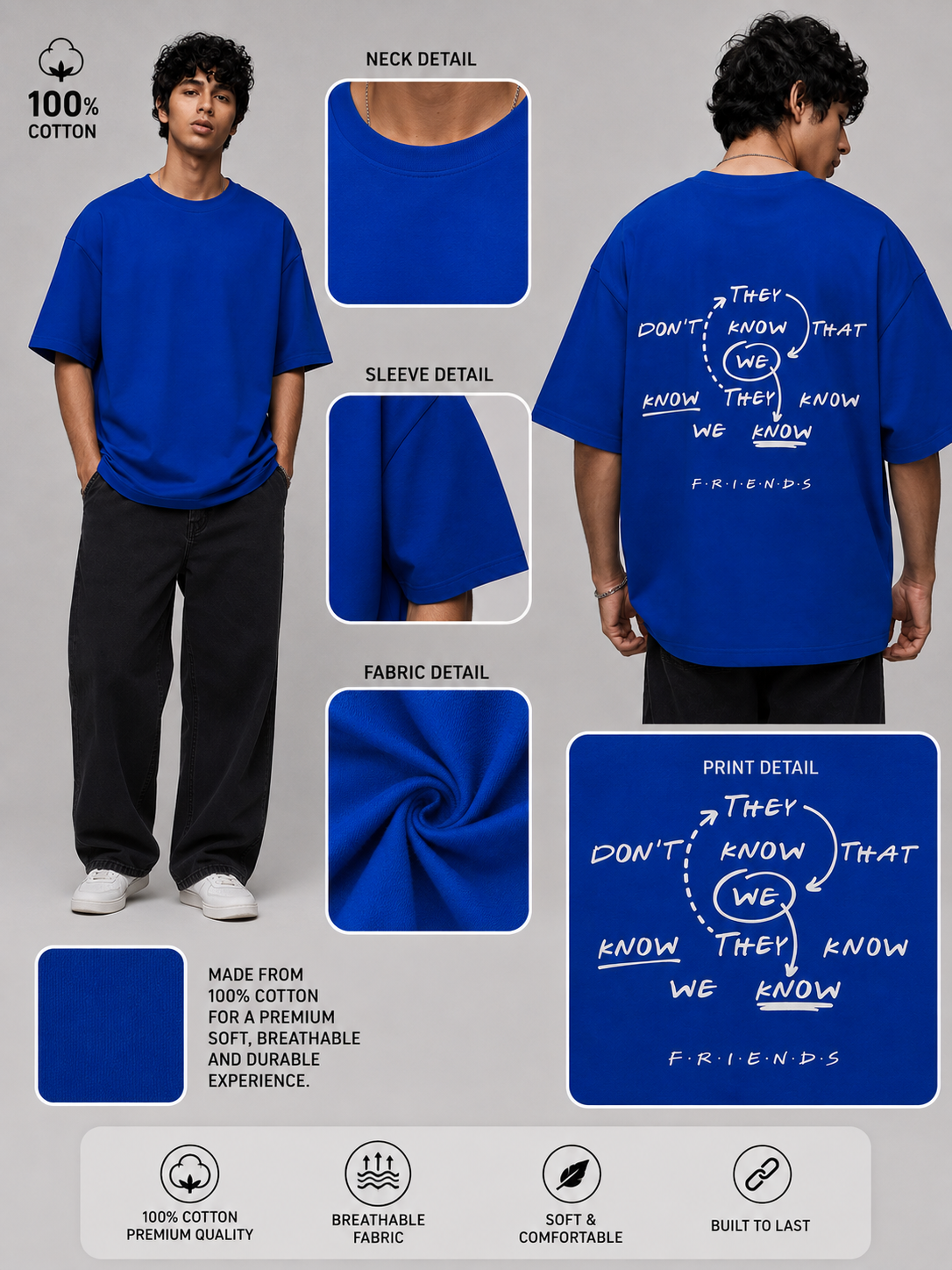 We Know Printed Round Neck Oversize Pre-customized Tshirt for Men
