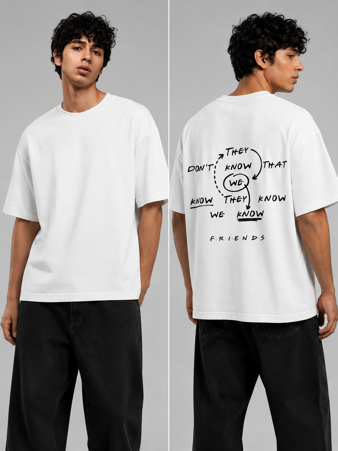 We Know Printed Round Neck Oversize Pre-customized Tshirt for Men