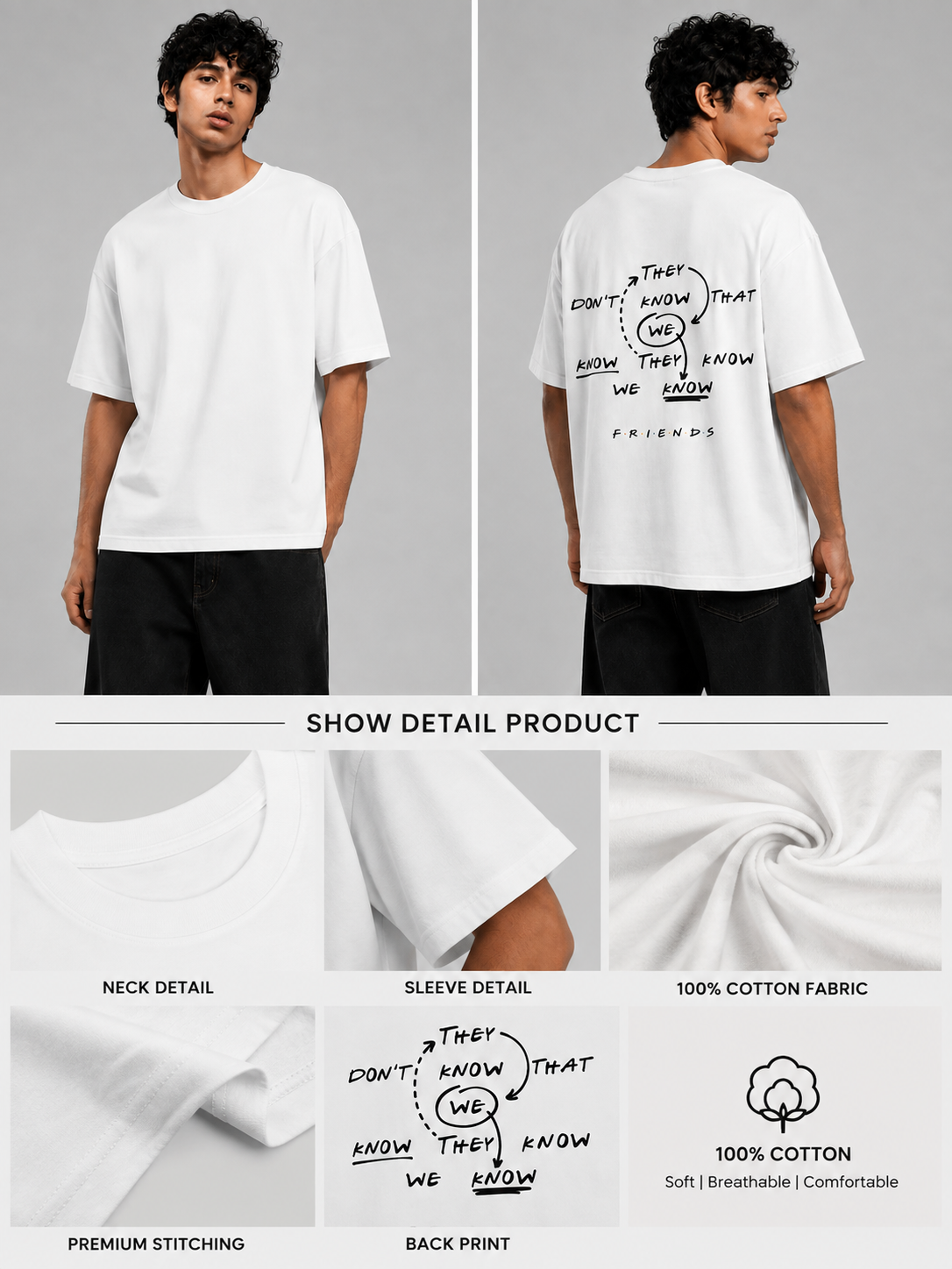 We Know Printed Round Neck Oversize Pre-customized Tshirt for Men