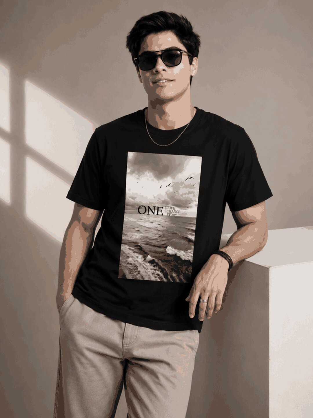 One Life Printed Round Neck Regular Pre-customized Tshirt for Men