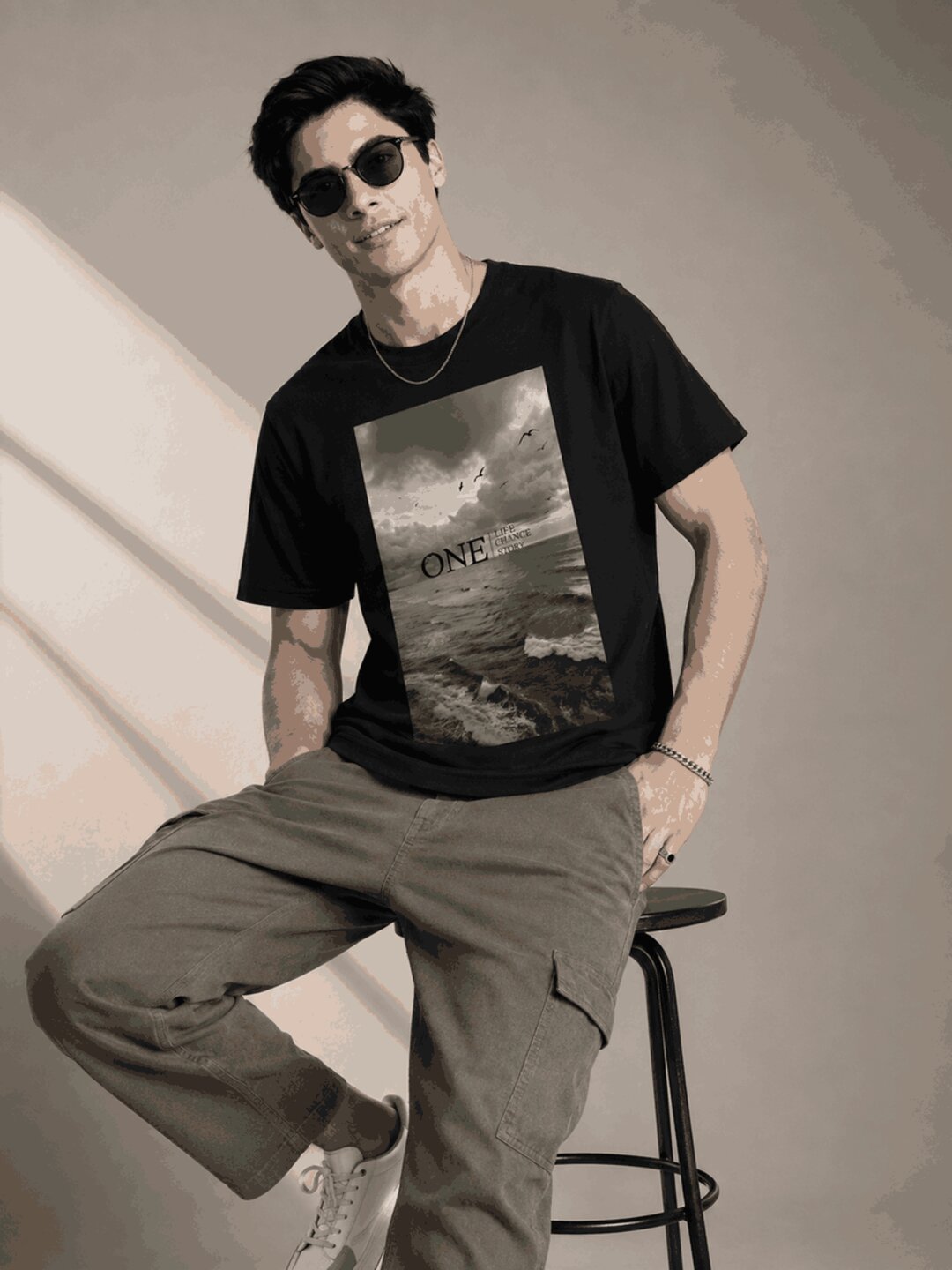One Life Printed Round Neck Regular Pre-customized Tshirt for Men