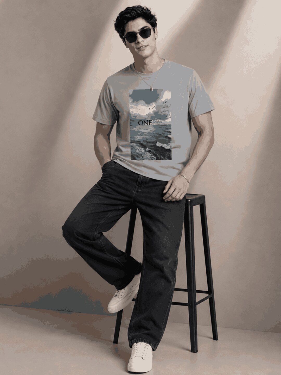 One Life Printed Round Neck Regular Pre-customized Tshirt for Men