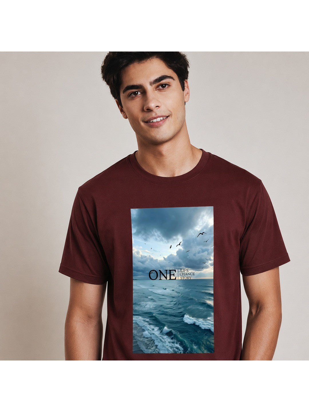 One Life Printed Round Neck Regular Pre-customized Tshirt for Men
