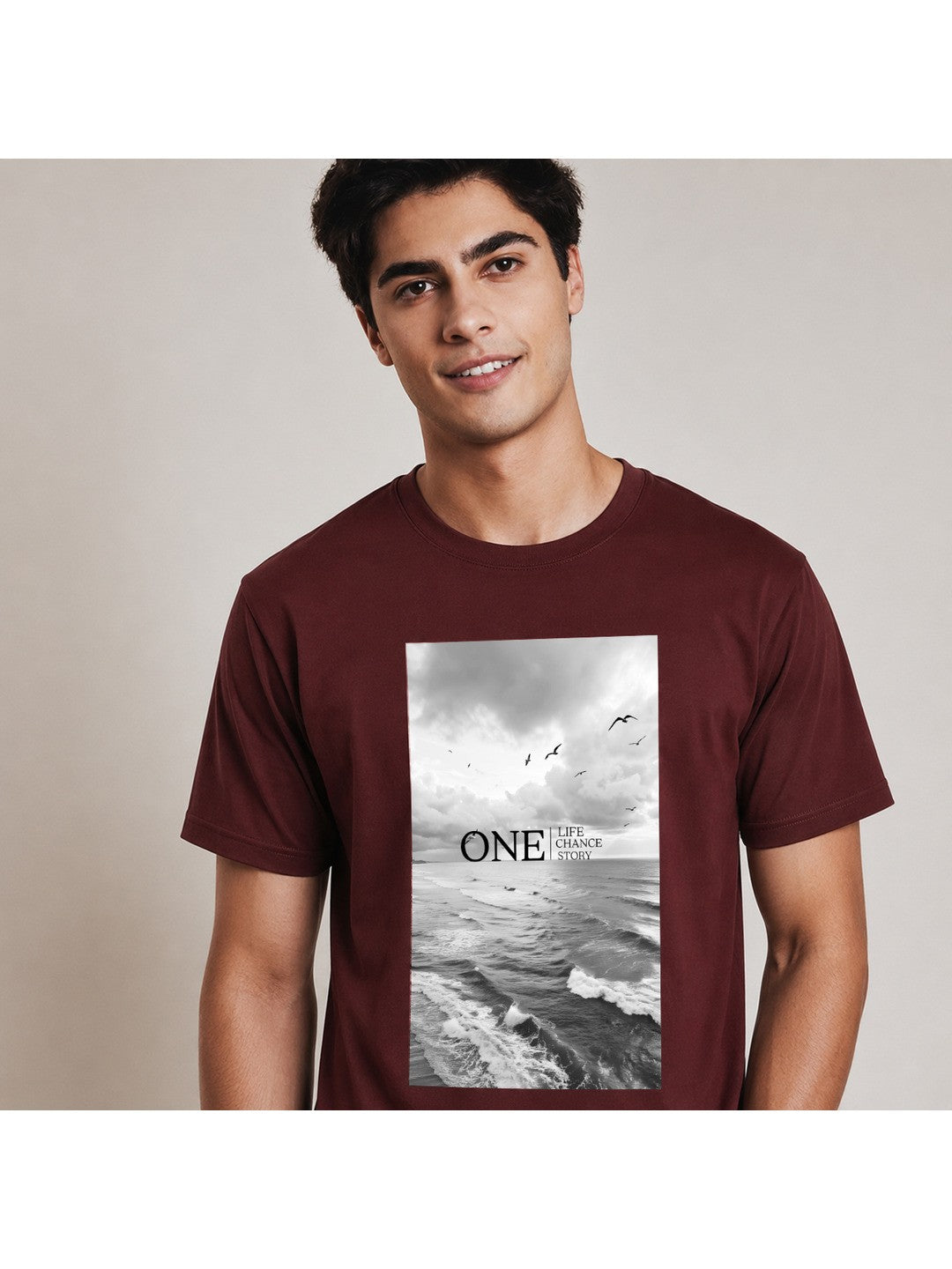 One Life Printed Round Neck Regular Pre-customized Tshirt for Men