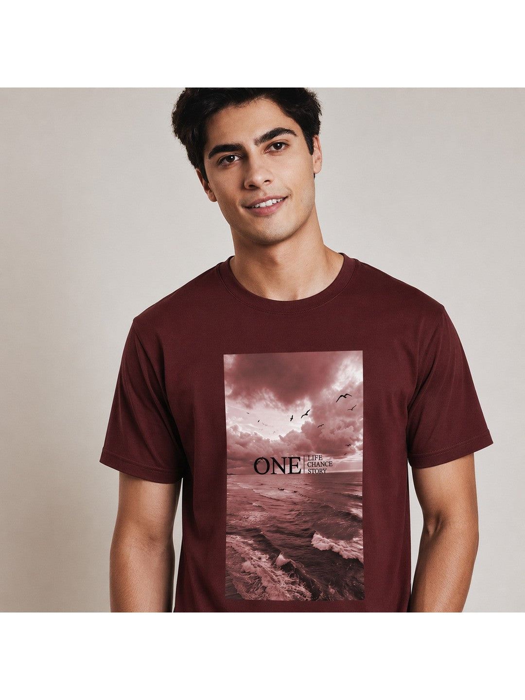 One Life Printed Round Neck Regular Pre-customized Tshirt for Men