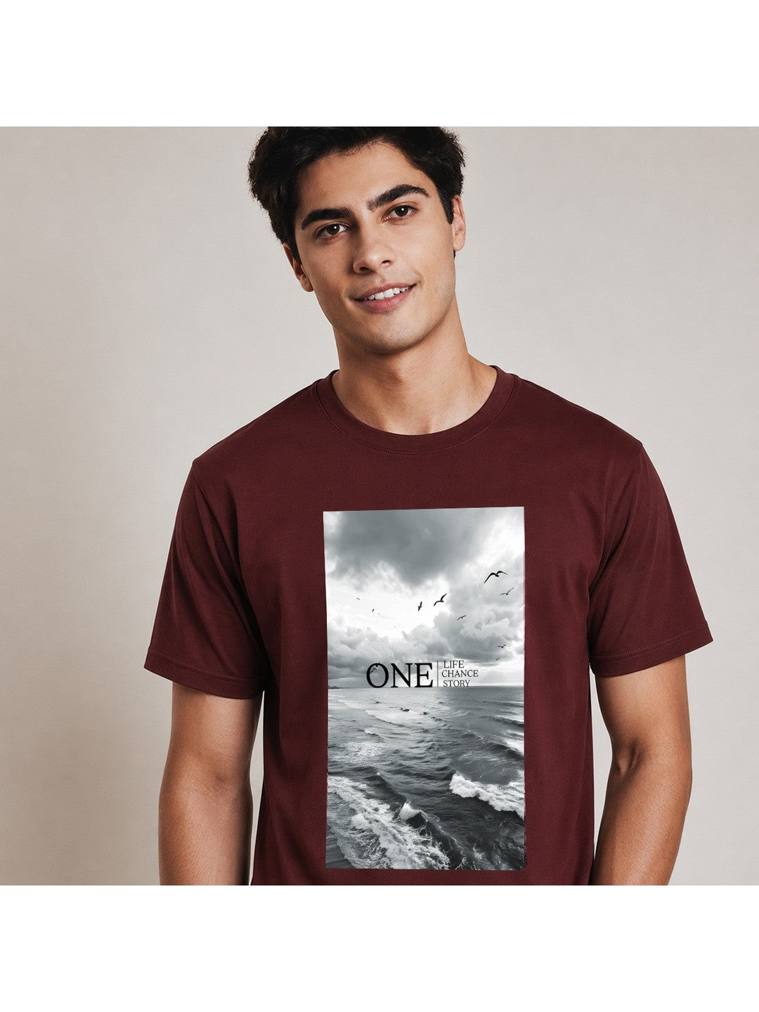 One Life Printed Round Neck Regular Pre-customized Tshirt for Men