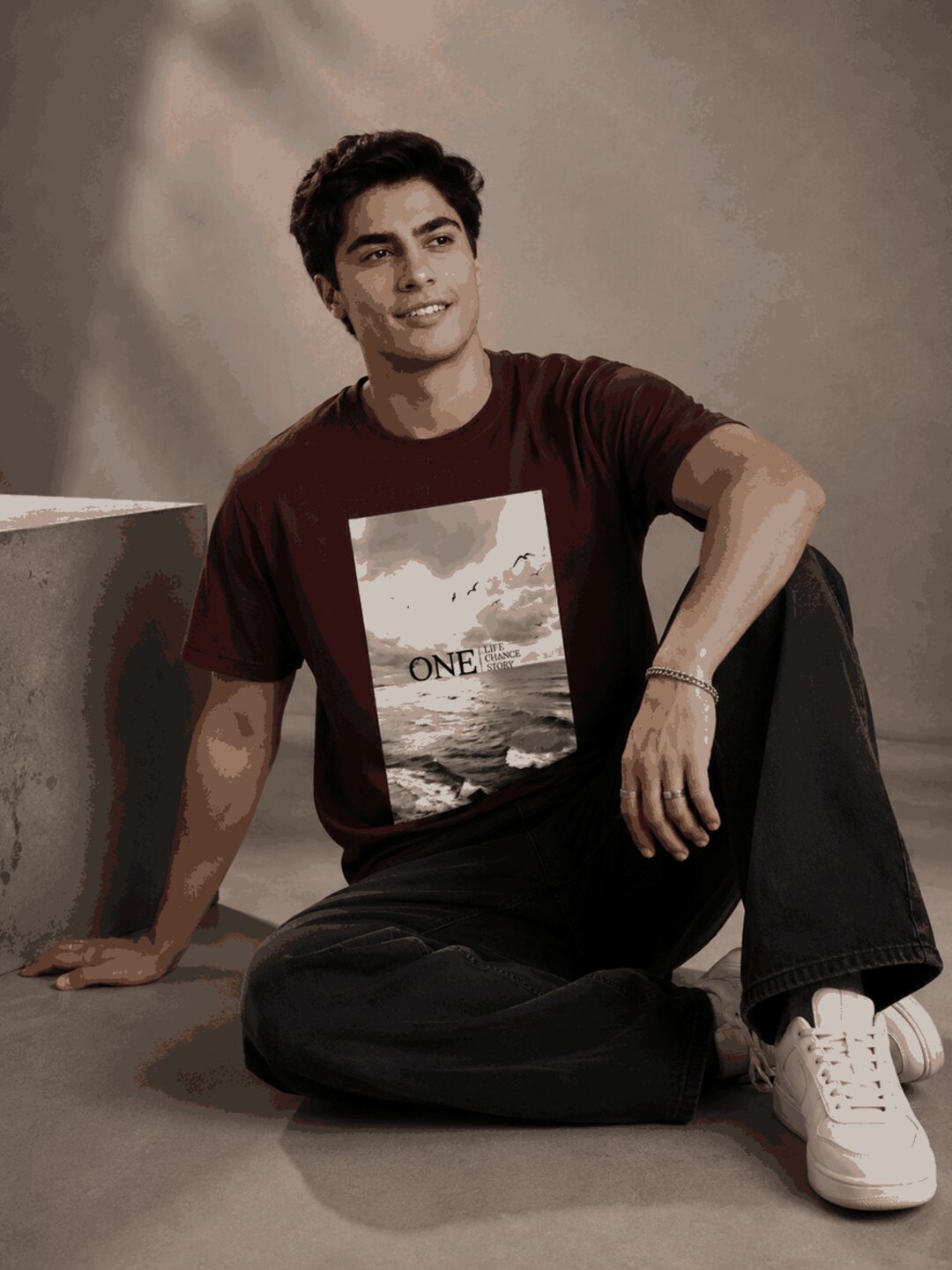 One Life Printed Round Neck Regular Pre-customized Tshirt for Men