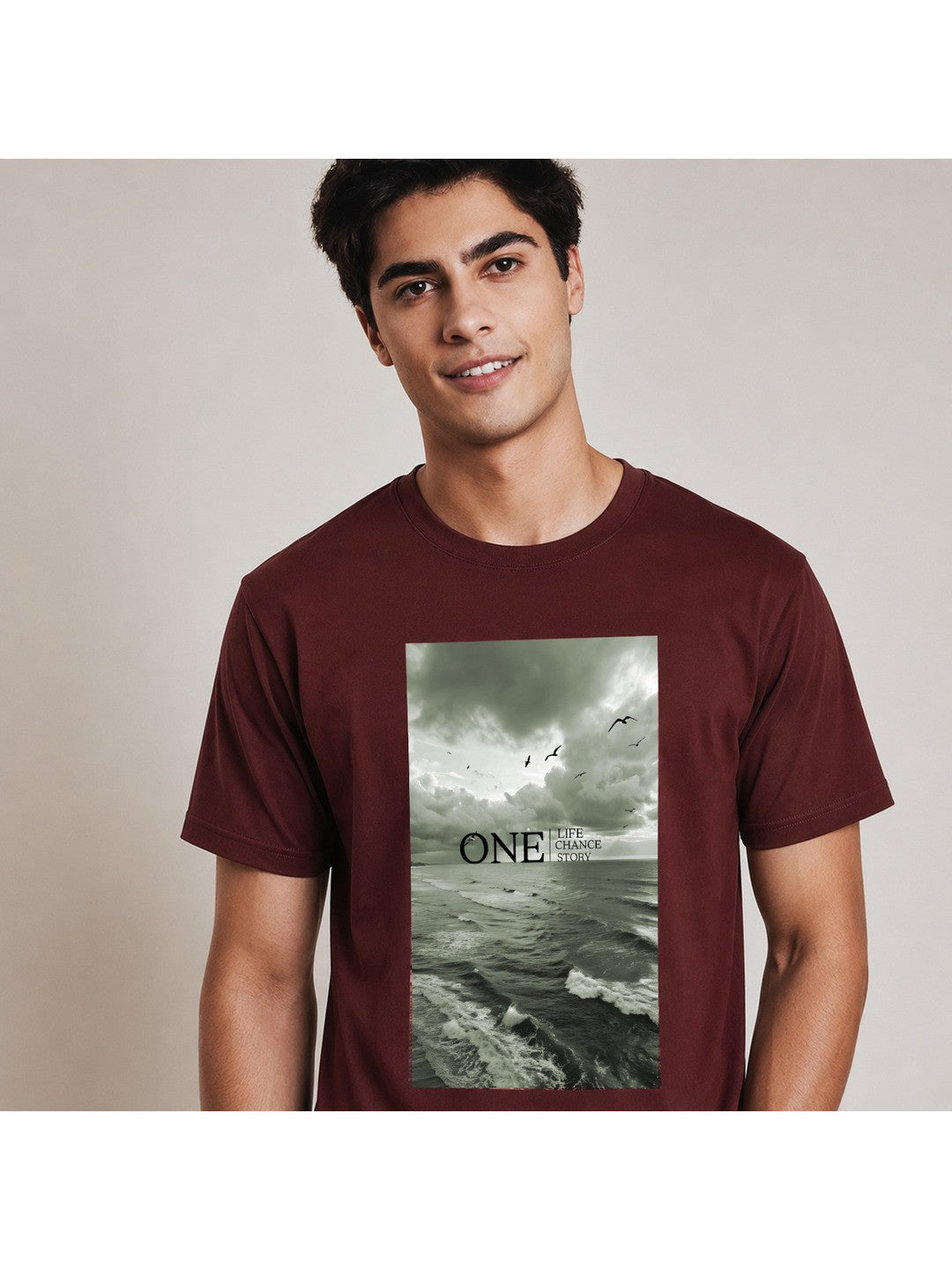 One Life Printed Round Neck Regular Pre-customized Tshirt for Men