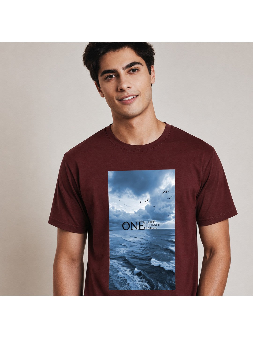 One Life Printed Round Neck Regular Pre-customized Tshirt for Men