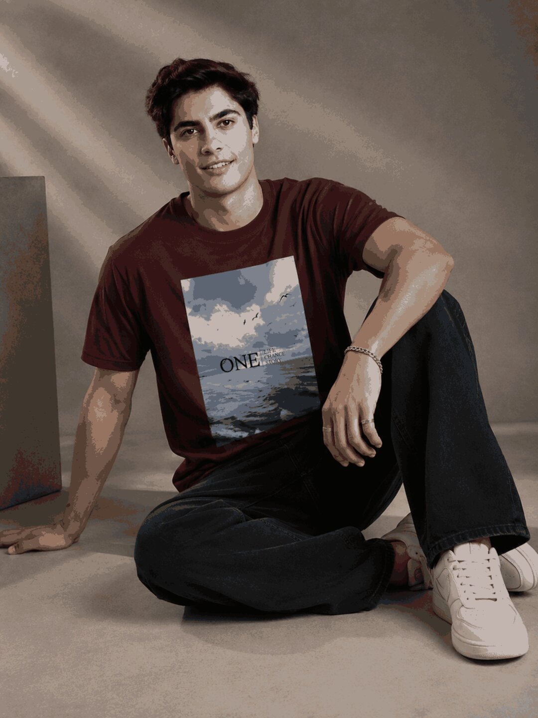 One Life Printed Round Neck Regular Pre-customized Tshirt for Men