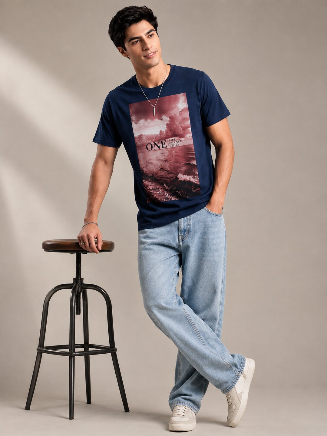 One Life Printed Round Neck Regular Pre-customized Tshirt for Men