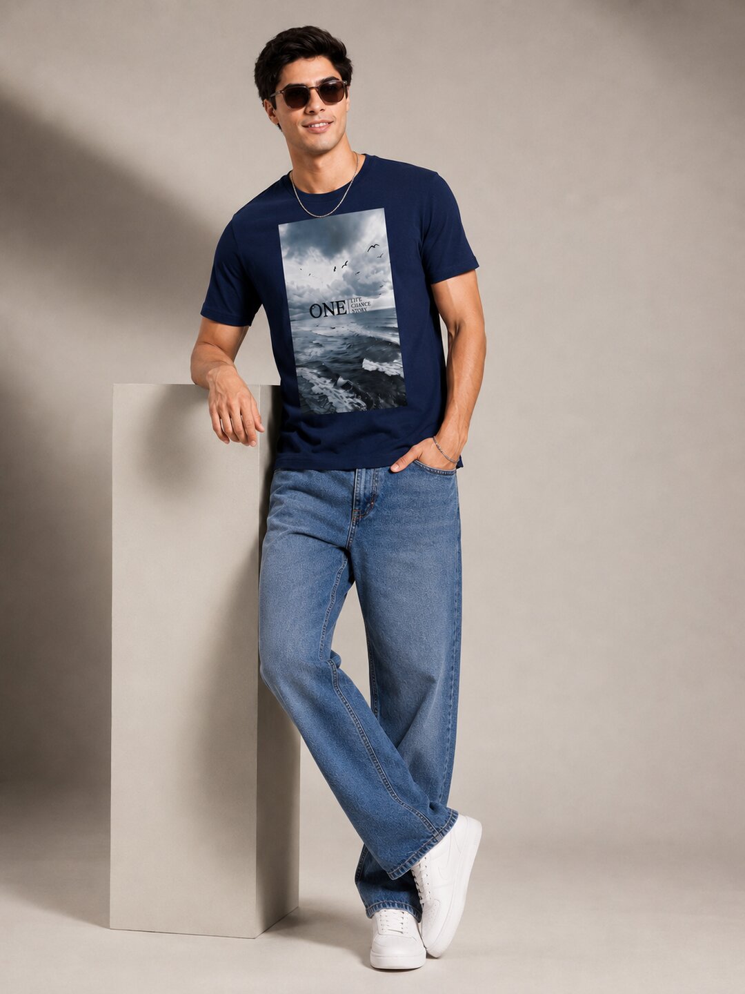 One Life Printed Round Neck Regular Pre-customized Tshirt for Men