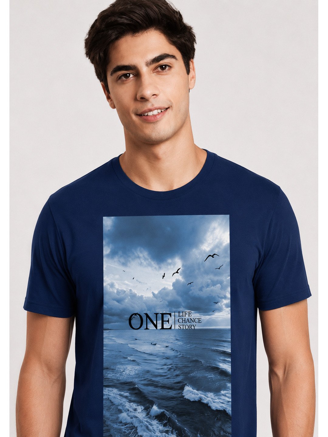 One Life Printed Round Neck Regular Pre-customized Tshirt for Men
