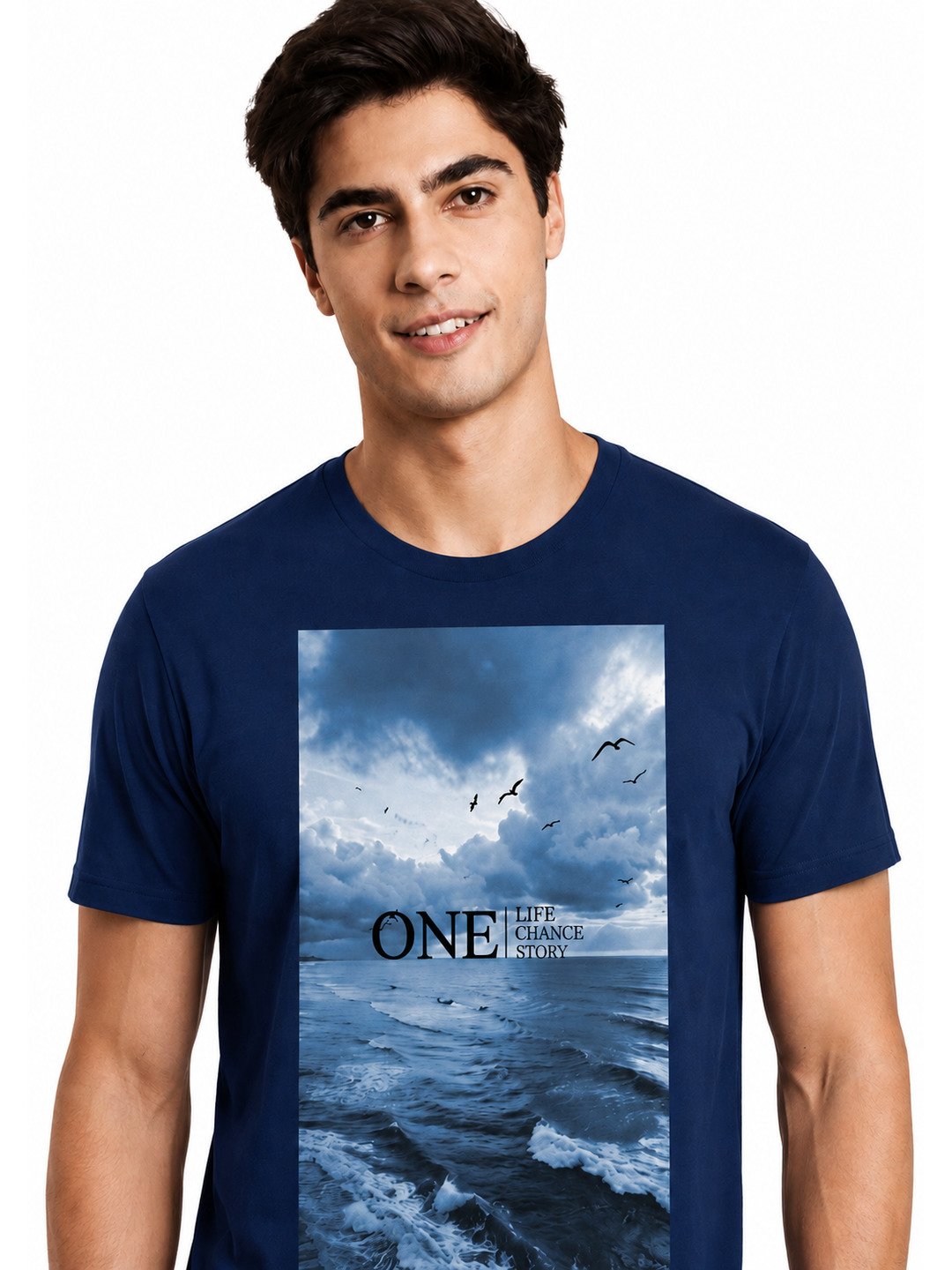 One Life Printed Round Neck Regular Pre-customized Tshirt for Men