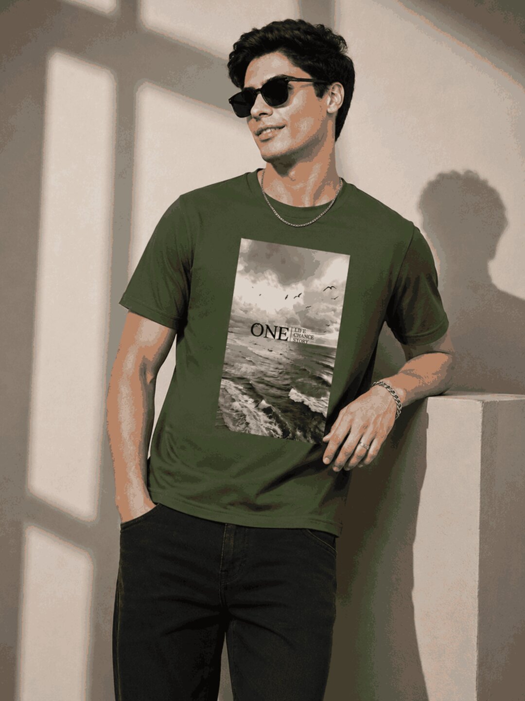 One Life Printed Round Neck Regular Pre-customized Tshirt for Men