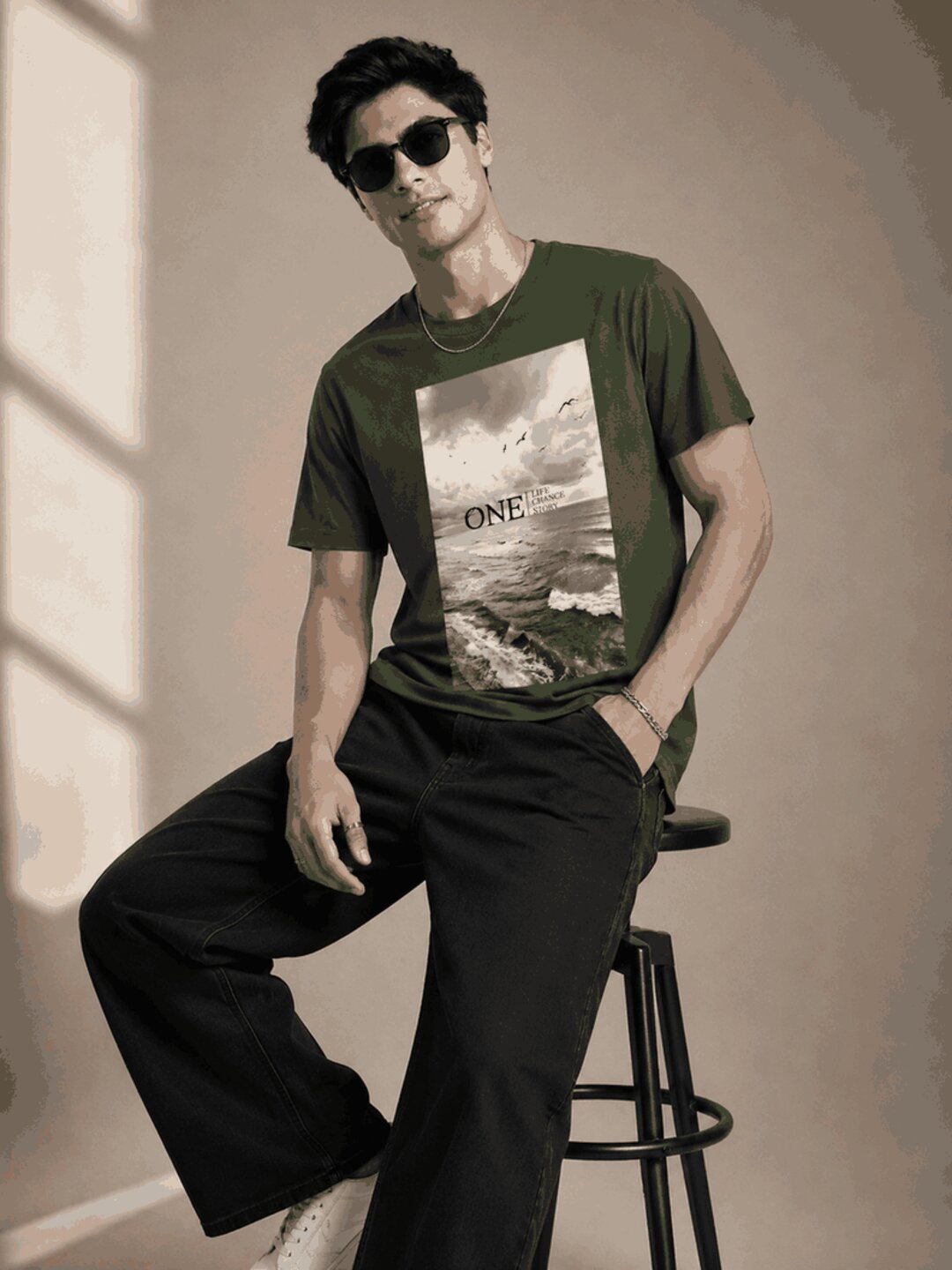 One Life Printed Round Neck Regular Pre-customized Tshirt for Men