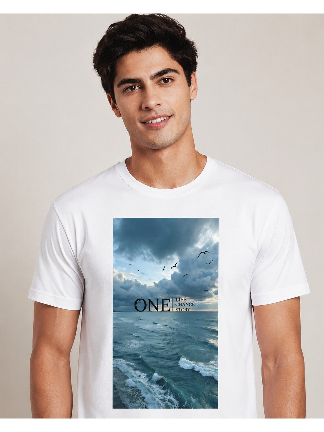 One Life Printed Round Neck Regular Pre-customized Tshirt for Men
