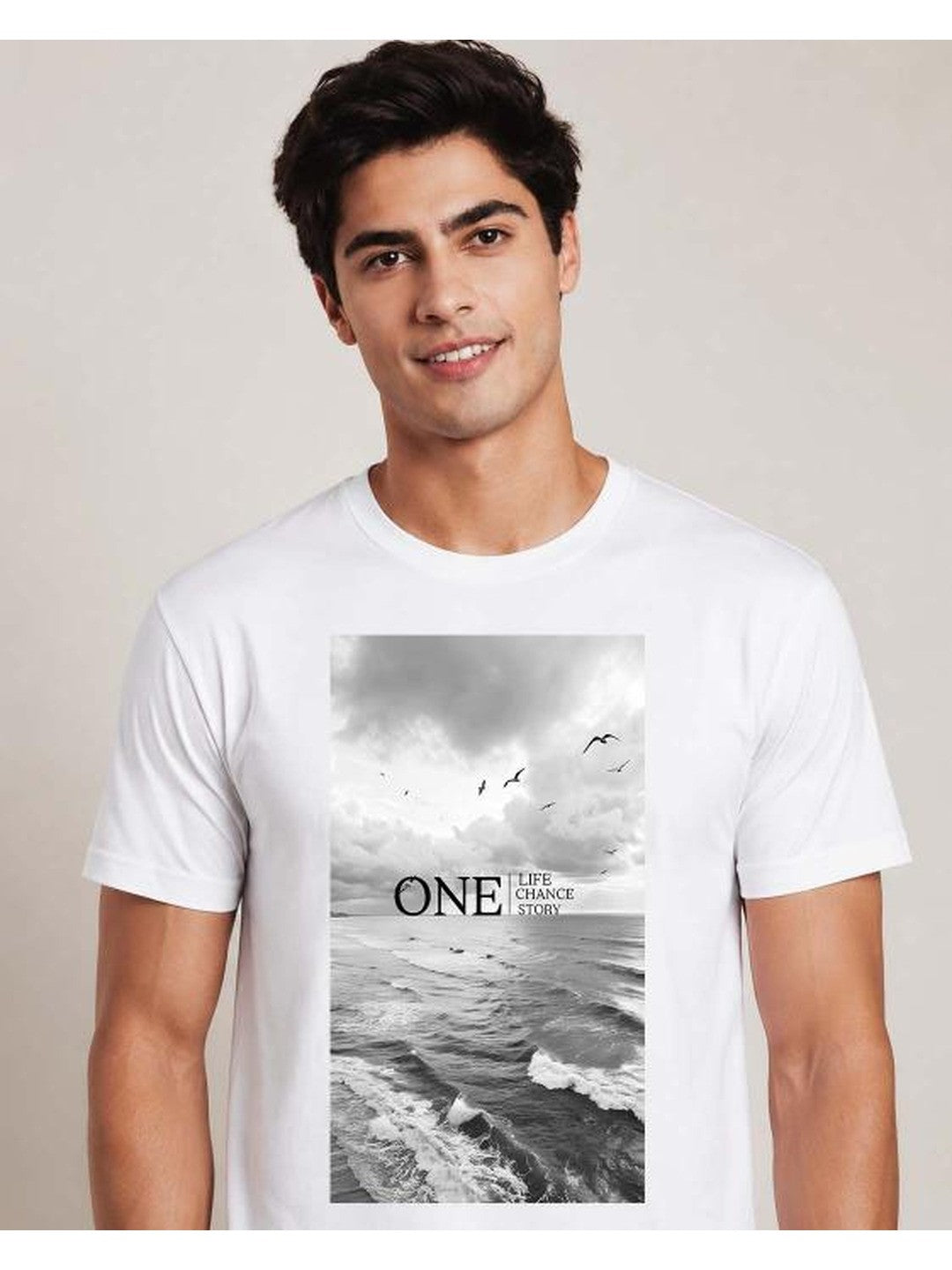 One Life Printed Round Neck Regular Pre-customized Tshirt for Men