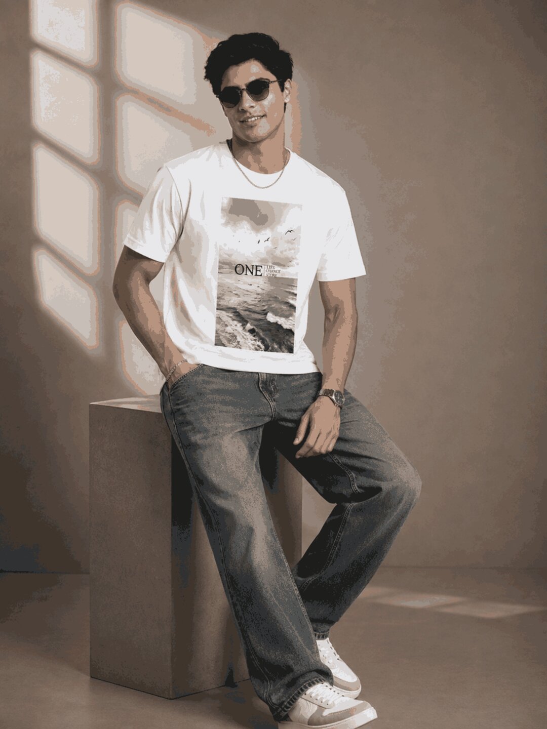 One Life Printed Round Neck Regular Pre-customized Tshirt for Men