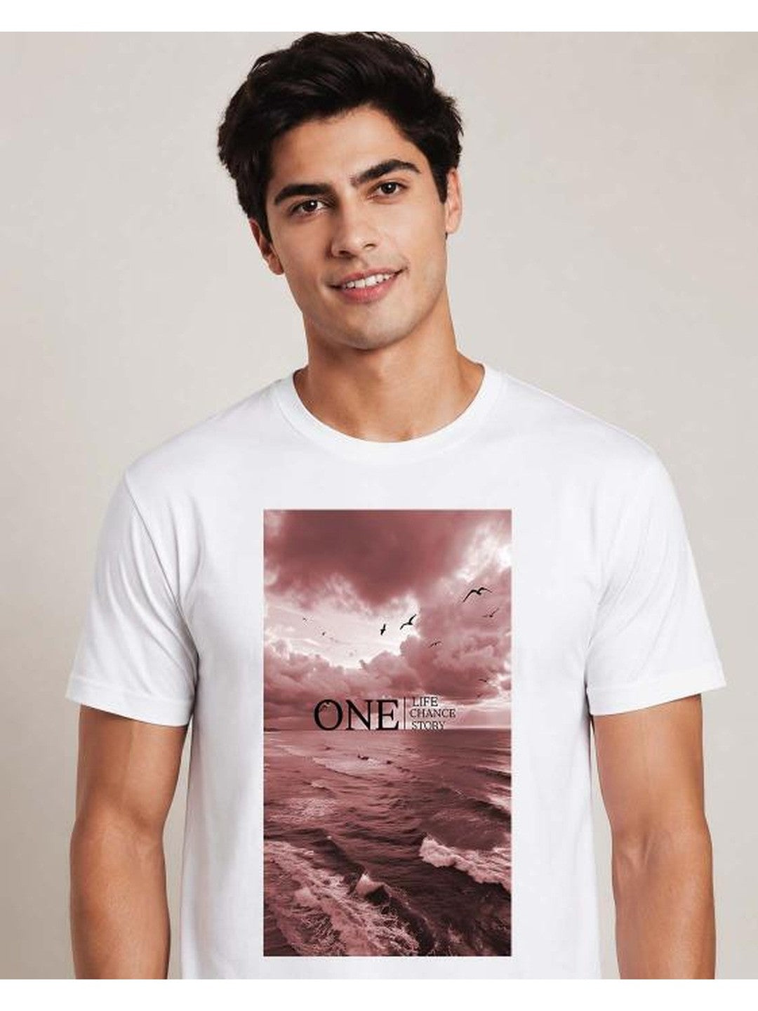 One Life Printed Round Neck Regular Pre-customized Tshirt for Men