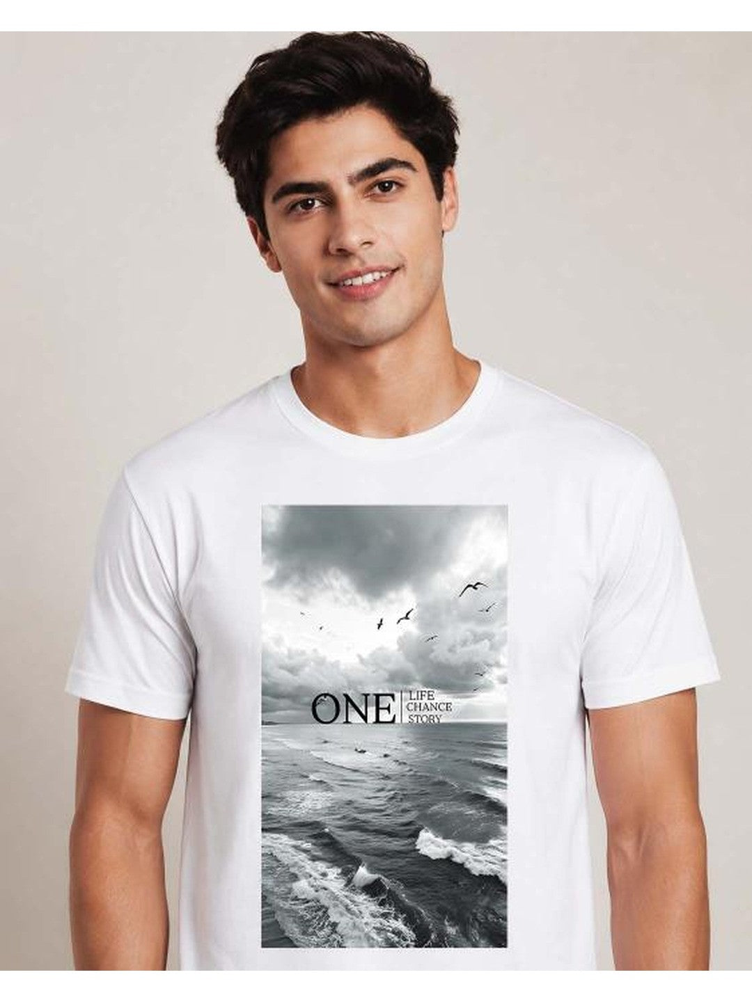 One Life Printed Round Neck Regular Pre-customized Tshirt for Men