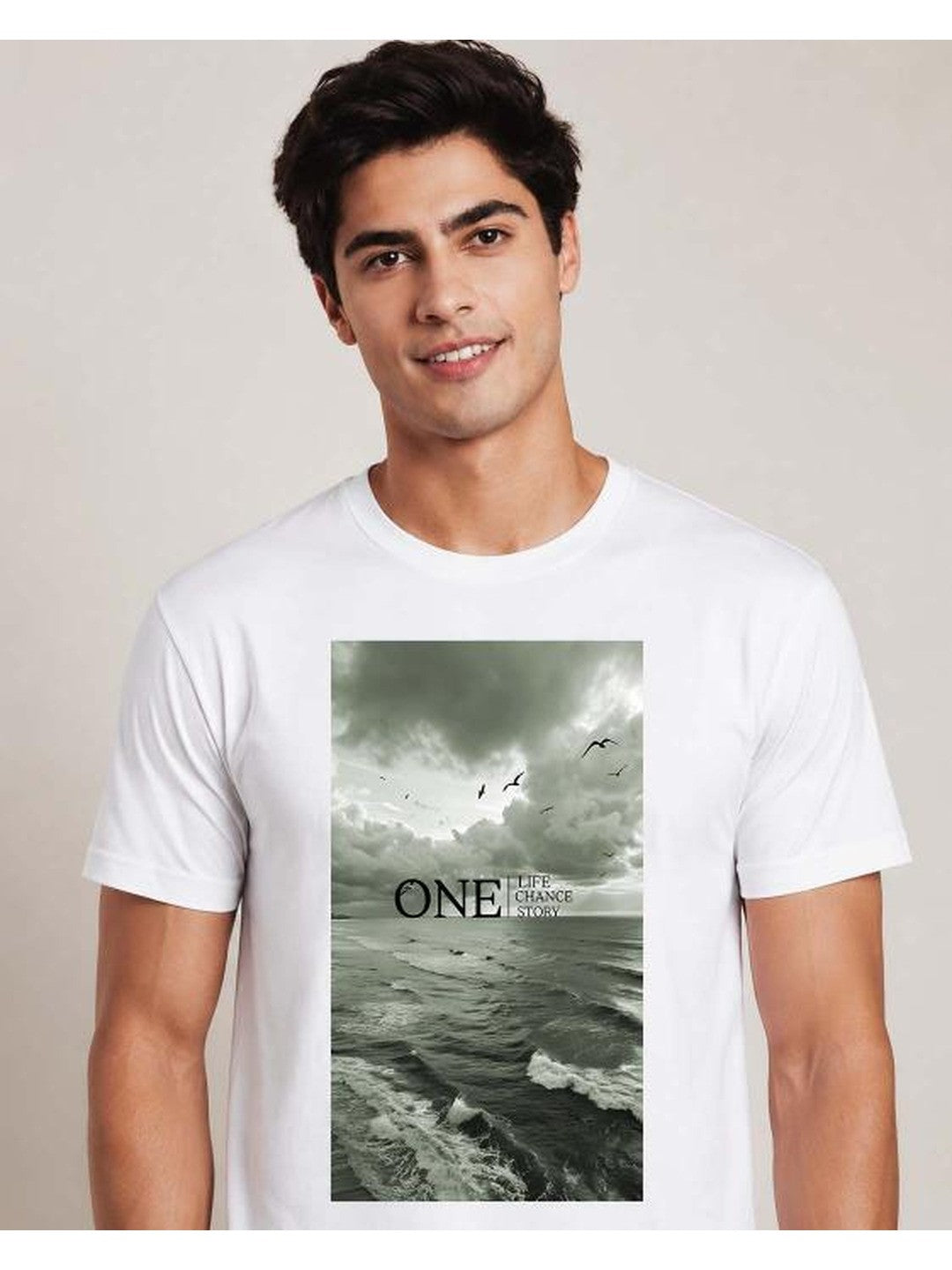 One Life Printed Round Neck Regular Pre-customized Tshirt for Men