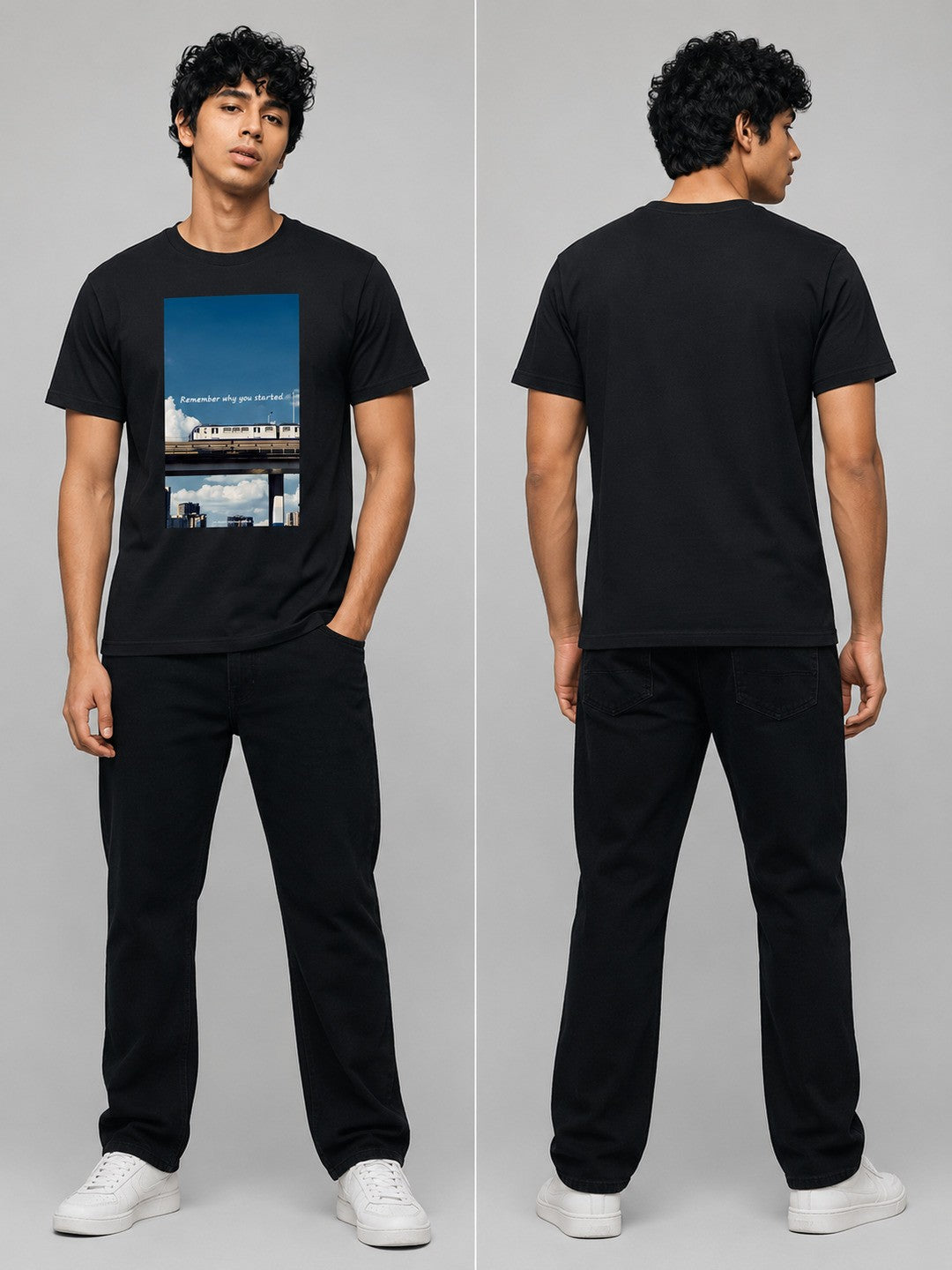 Metro japan Printed Round Neck Regular Pre-customized Tshirt for Men
