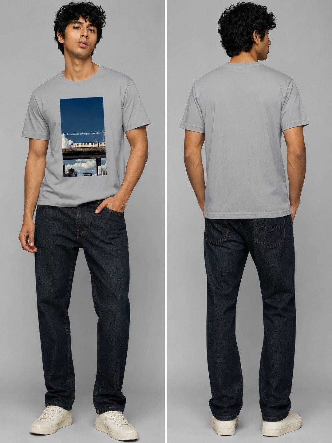 Metro japan Printed Round Neck Regular Pre-customized Tshirt for Men