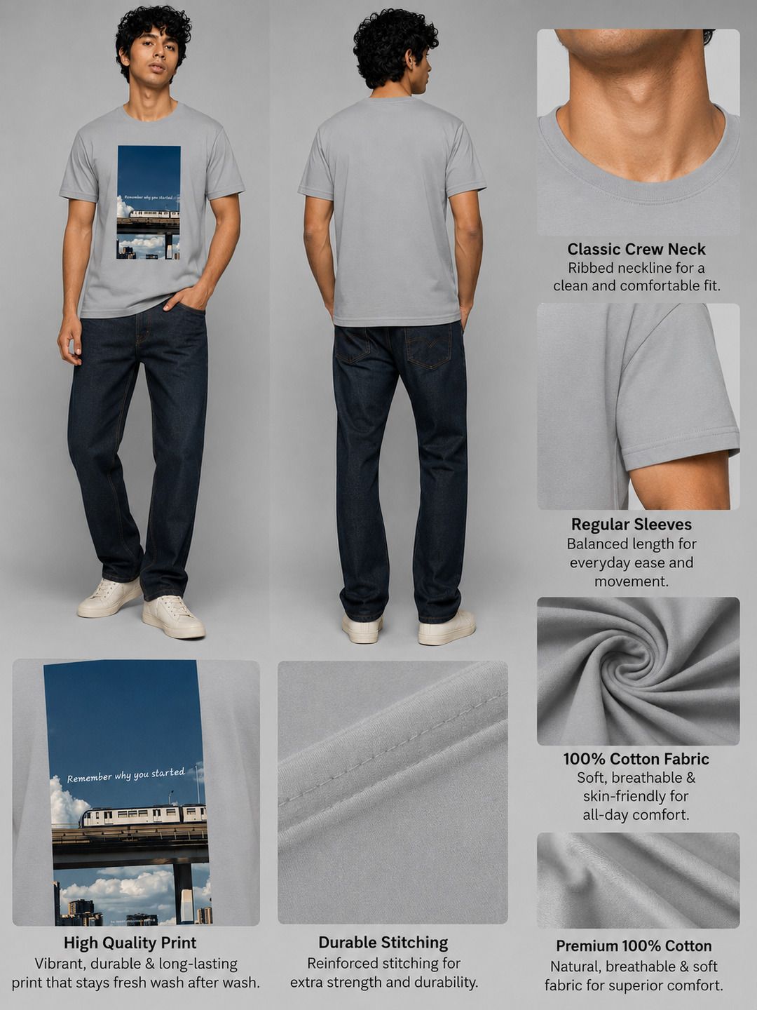 Metro japan Printed Round Neck Regular Pre-customized Tshirt for Men