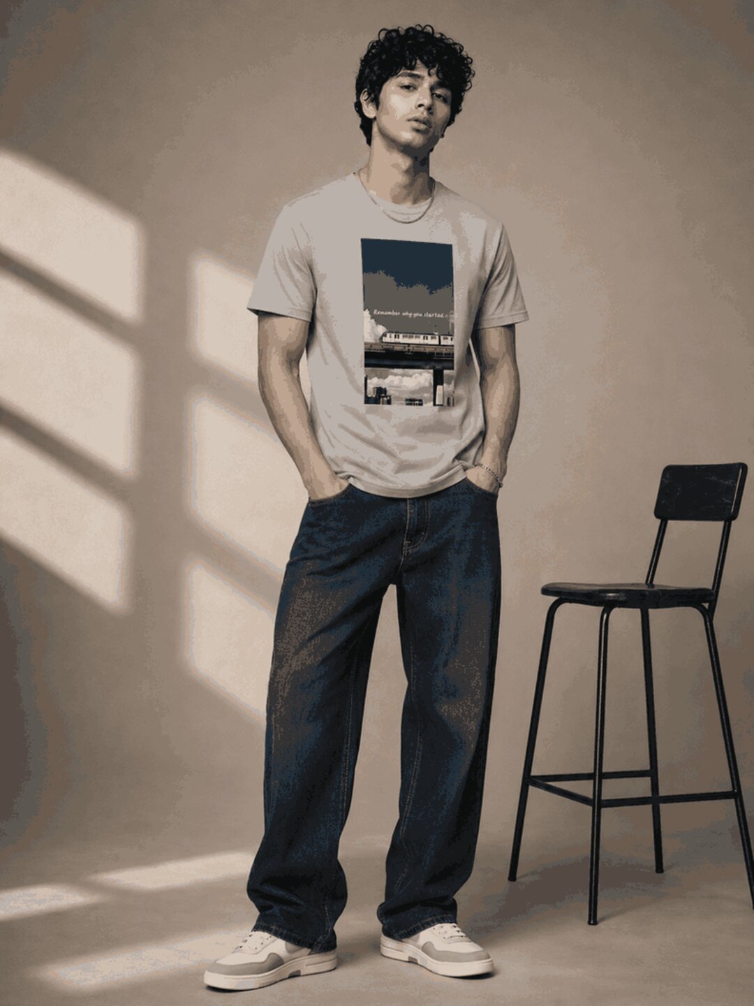 Metro japan Printed Round Neck Regular Pre-customized Tshirt for Men