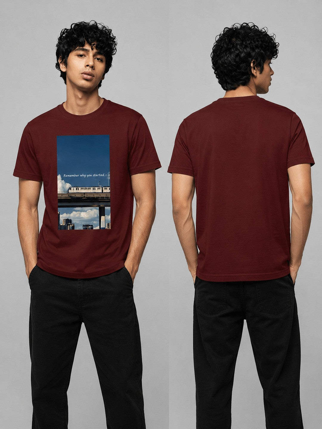 Metro japan Printed Round Neck Regular Pre-customized Tshirt for Men