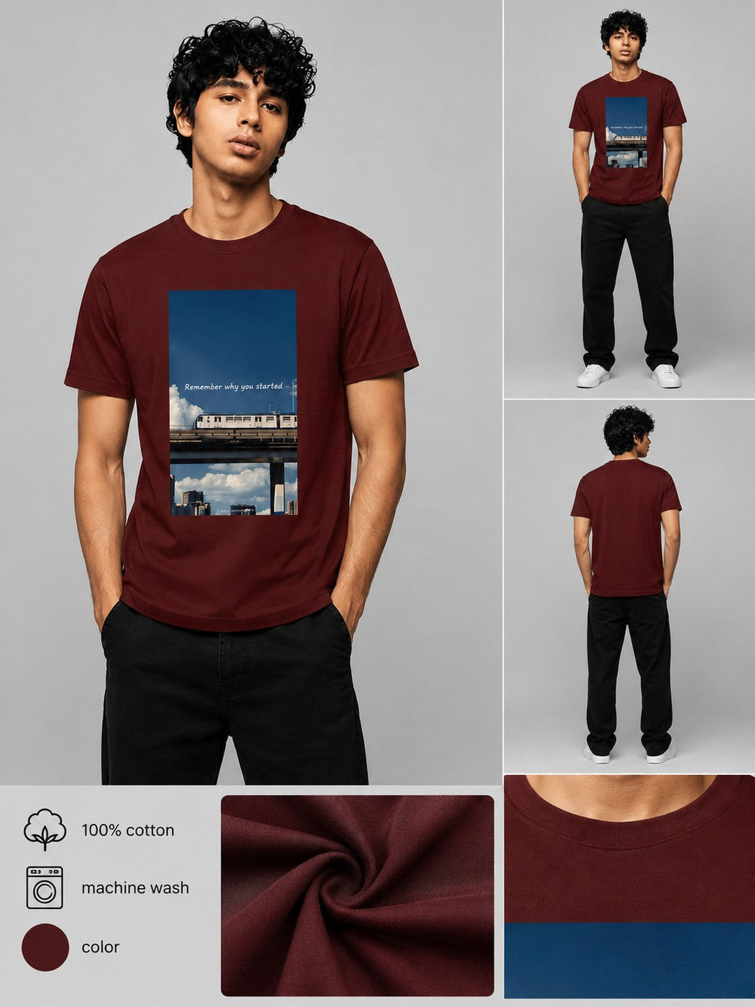 Metro japan Printed Round Neck Regular Pre-customized Tshirt for Men