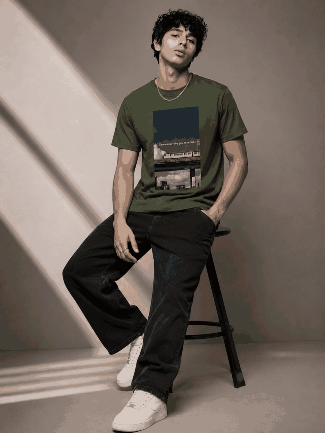 Metro japan Printed Round Neck Regular Pre-customized Tshirt for Men