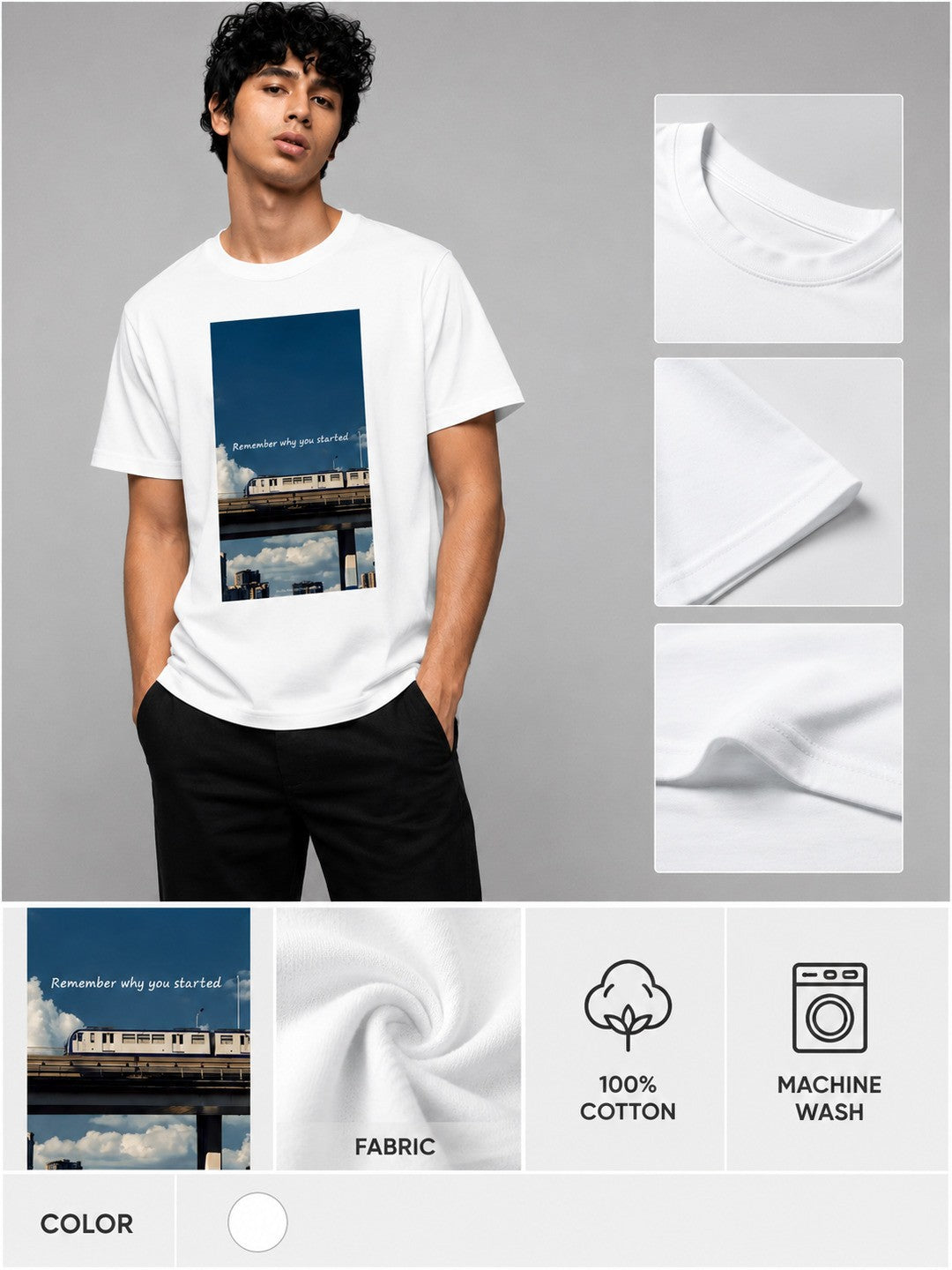 Metro japan Printed Round Neck Regular Pre-customized Tshirt for Men