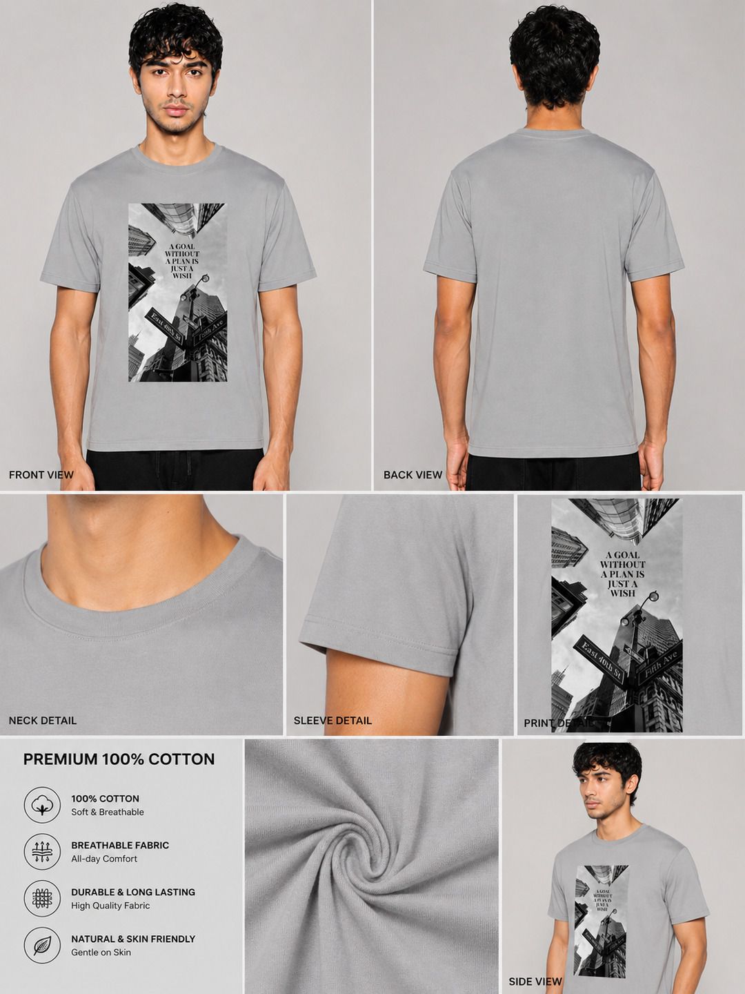 Skyscrapper Printed Round Neck Regular Pre-customized Tshirt for Men