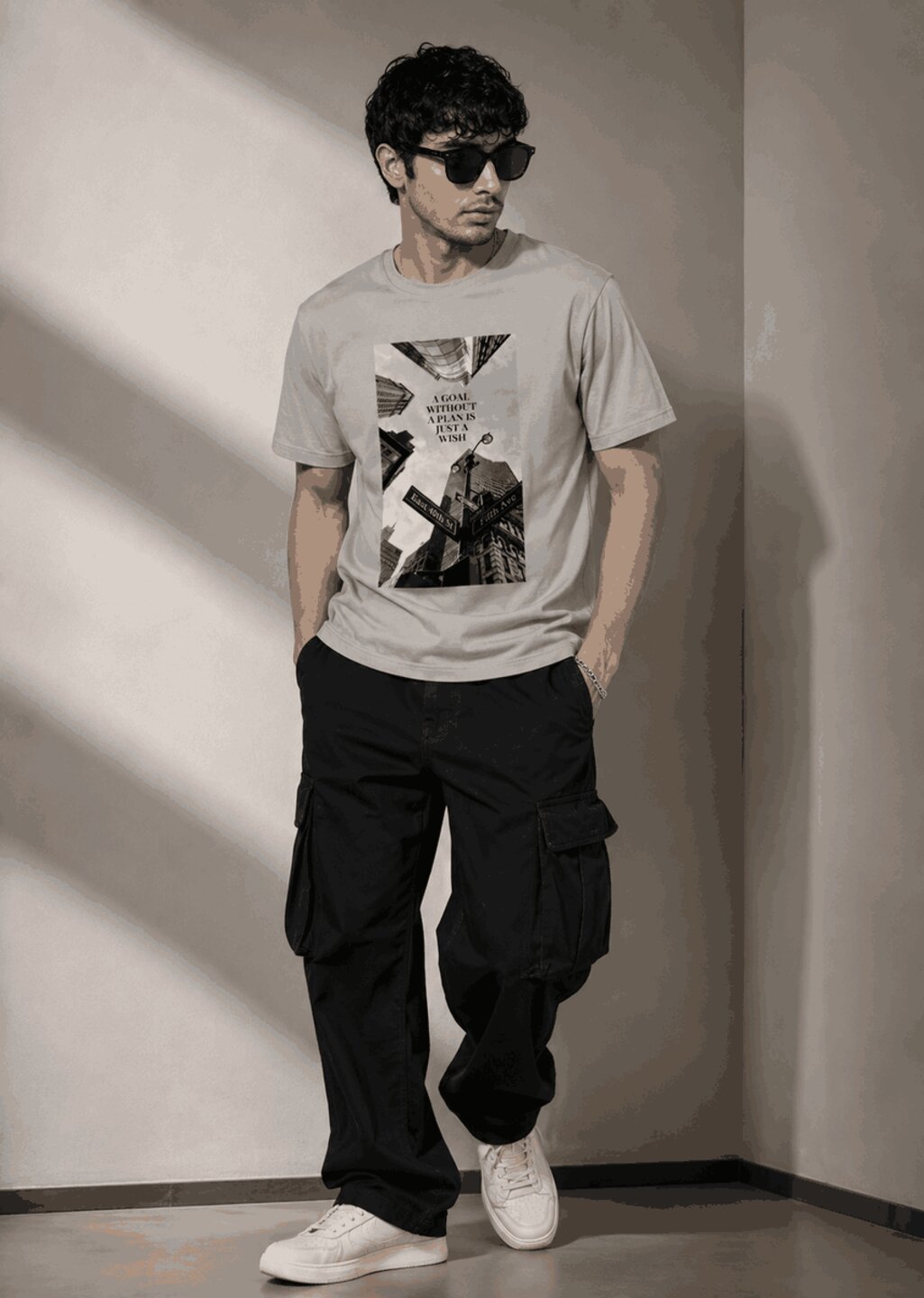 Skyscrapper Printed Round Neck Regular Pre-customized Tshirt for Men
