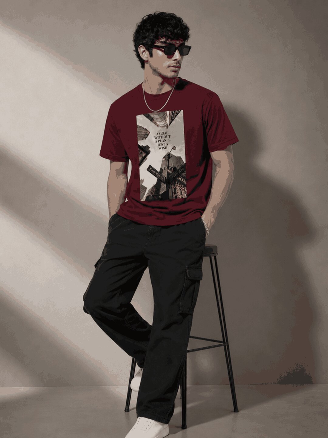 Skyscrapper Printed Round Neck Regular Pre-customized Tshirt for Men