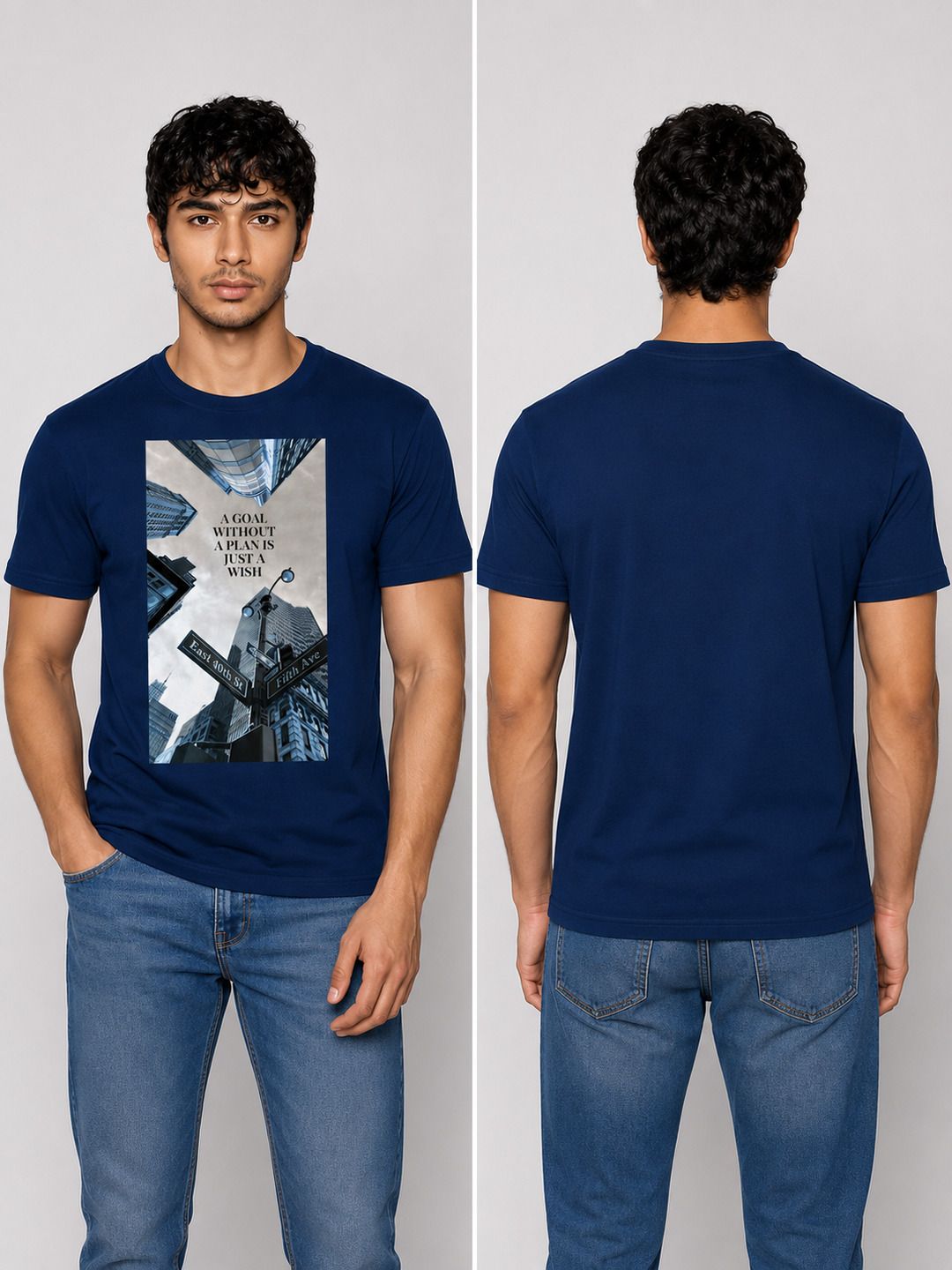 Skyscrapper Printed Round Neck Regular Pre-customized Tshirt for Men
