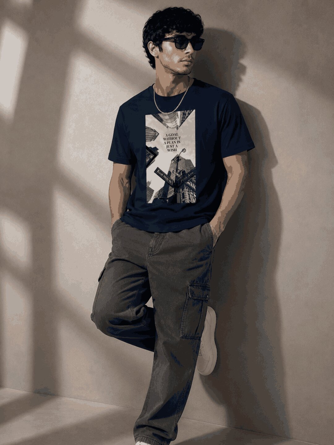 Skyscrapper Printed Round Neck Regular Pre-customized Tshirt for Men
