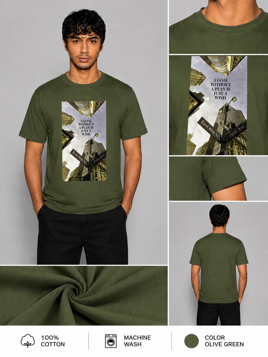 Skyscrapper Printed Round Neck Regular Pre-customized Tshirt for Men