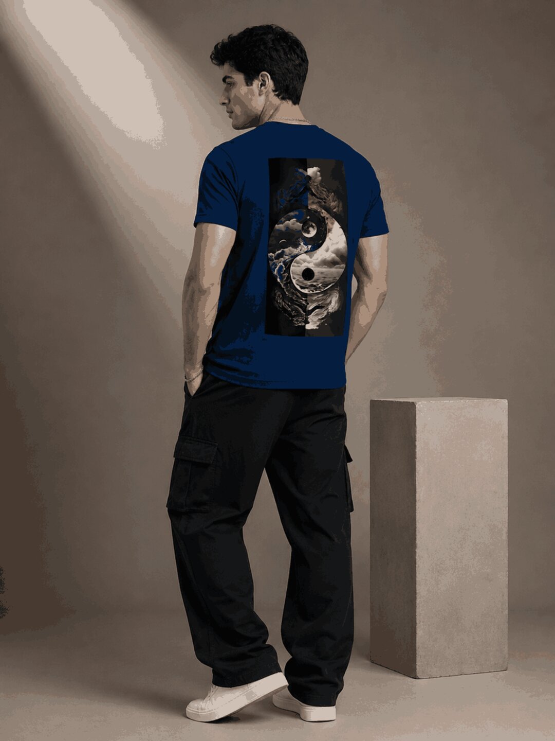 Yinyang Printed Round Neck Regular Pre-customized Tshirt for Men