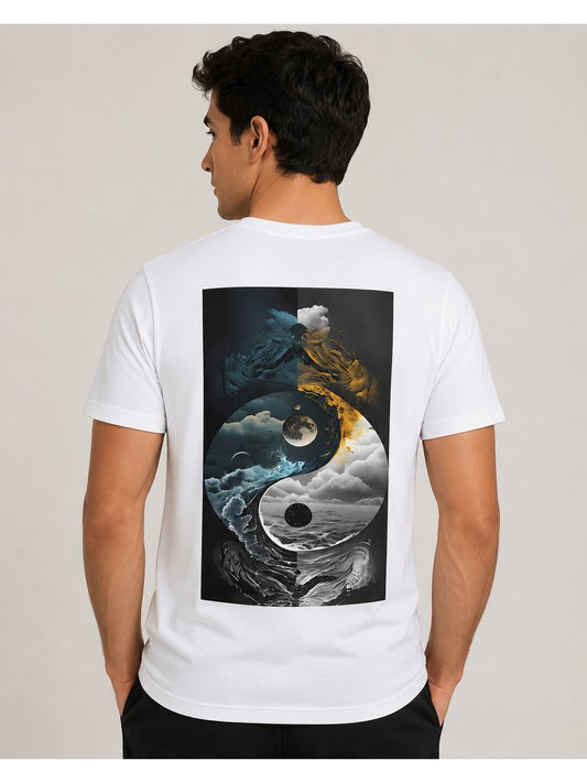 Yinyang Printed Round Neck Regular Pre-customized Tshirt for Men