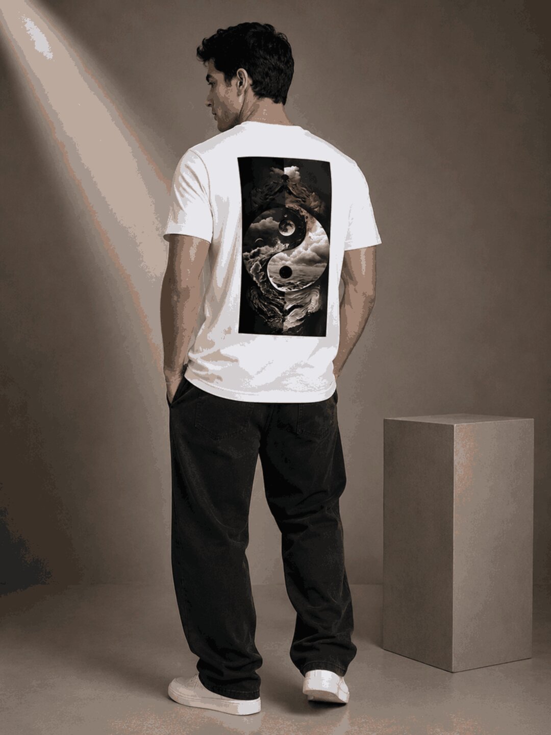 Yinyang Printed Round Neck Regular Pre-customized Tshirt for Men